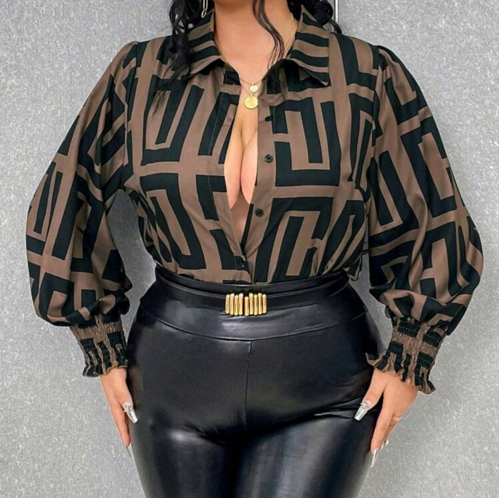 Plus Size Color Block Printed Shirt - Picture 4 of 10